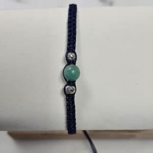 Pulsera Hilo Negro Oro y Esmeralda